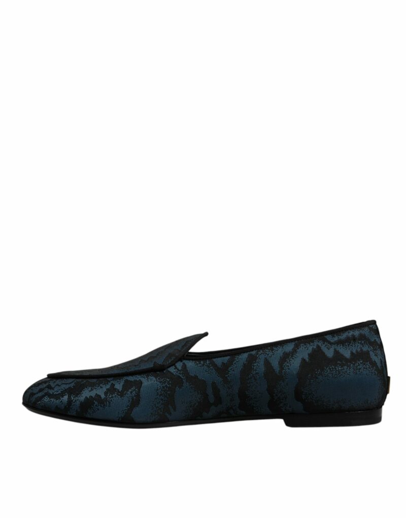 Dolce & Gabbana Blue Black Flats Men Loafers Dress Shoes - Image 5