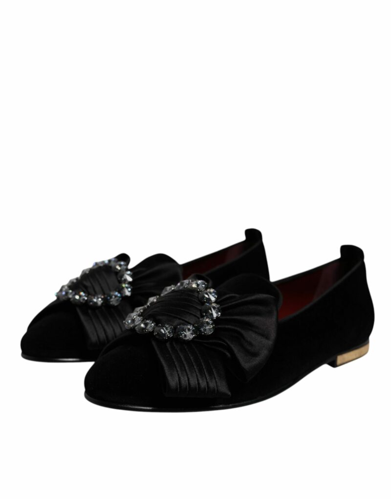 Dolce & Gabbana Black Crystal Flats Men Loafers Dress Shoes - Image 3