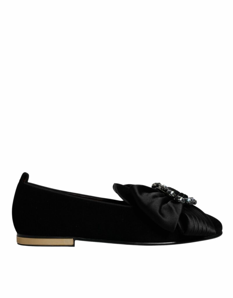 Dolce & Gabbana Black Crystal Flats Men Loafers Dress Shoes - Image 6