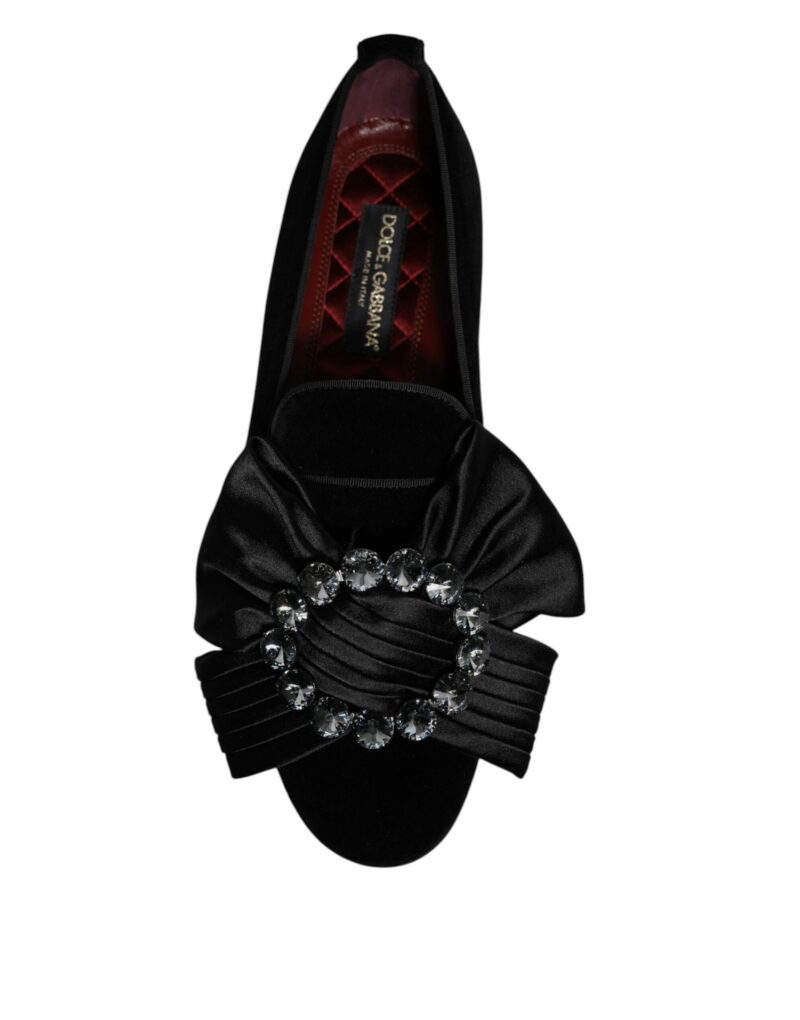 Dolce & Gabbana Black Crystal Flats Men Loafers Dress Shoes - Image 8