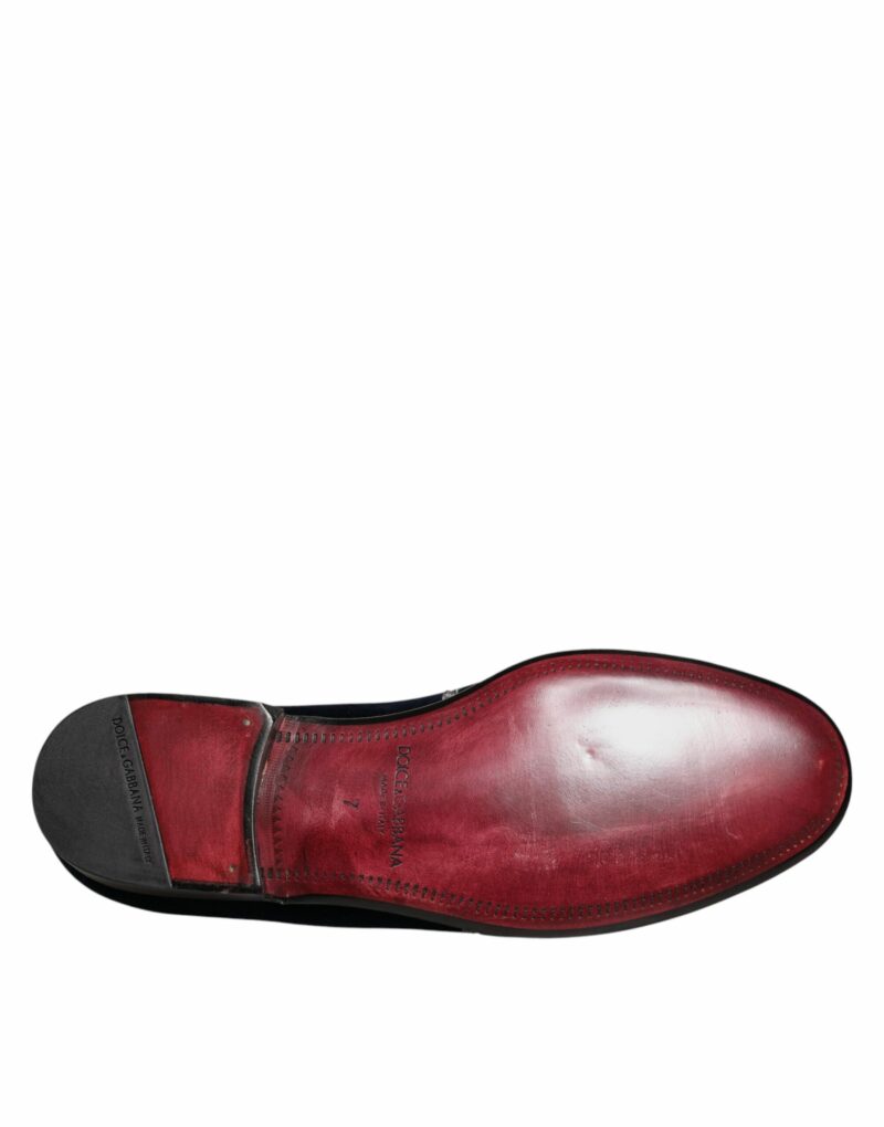 Dolce & Gabbana Black Velvet Floral Gun Loafers Dress Shoes - Image 7