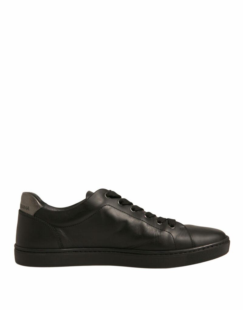Dolce & Gabbana Black Leather Heart Embellished Sneakers Shoes - Image 7