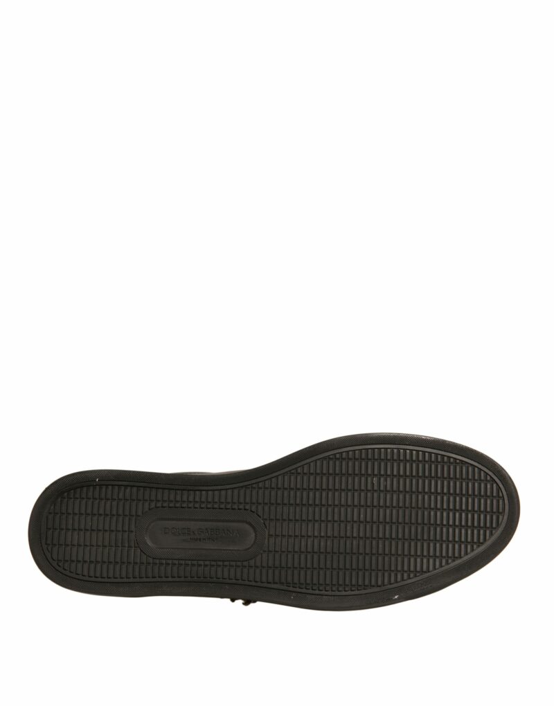 Dolce & Gabbana Black Leather Heart Embellished Sneakers Shoes - Image 8
