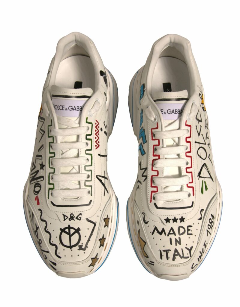 Dolce & Gabbana White Daymaster Hand Painted Sneakers Shoes - Image 3