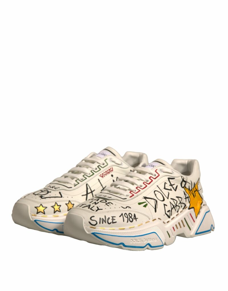 Dolce & Gabbana White Daymaster Hand Painted Sneakers Shoes - Image 4