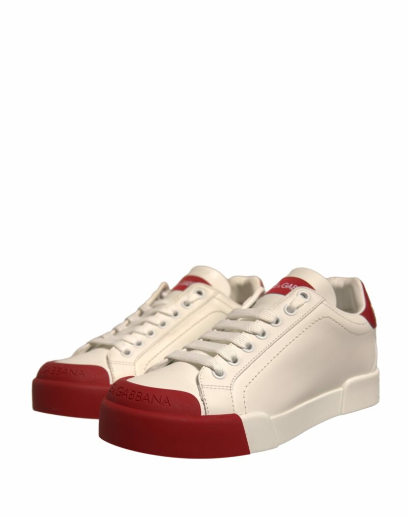 Dolce & Gabbana Shoes White Leather Logo Portofino Sneakers - Image 3
