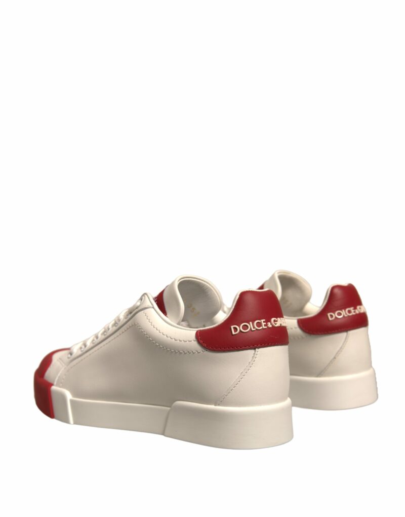 Dolce & Gabbana Shoes White Leather Logo Portofino Sneakers - Image 4