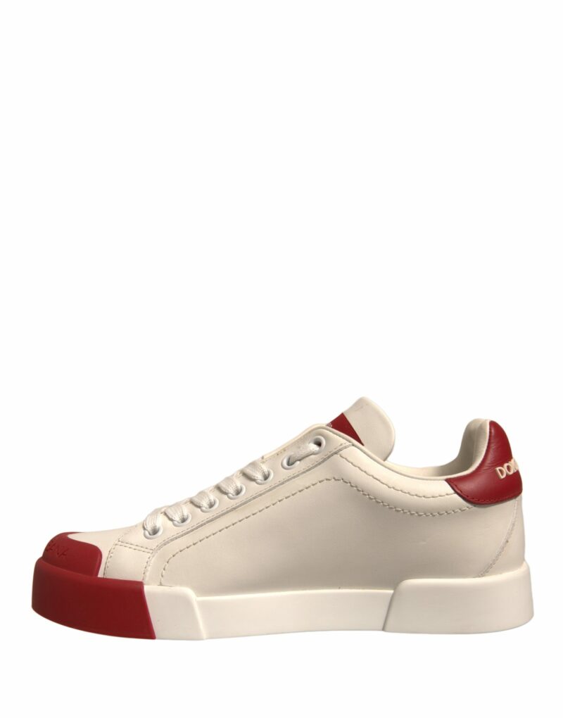 Dolce & Gabbana Shoes White Leather Logo Portofino Sneakers - Image 5
