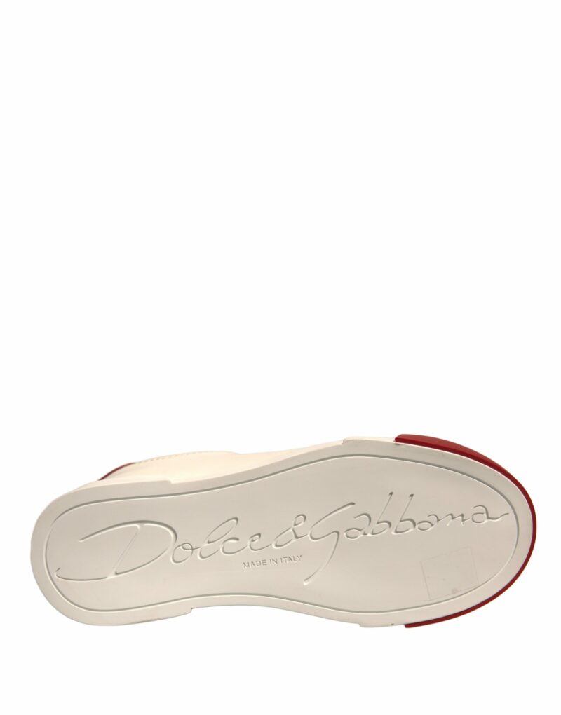 Dolce & Gabbana Shoes White Leather Logo Portofino Sneakers - Image 6