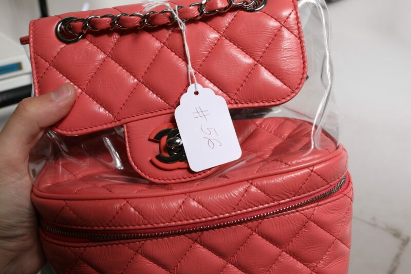 Chanel Pink Vinyl Leather Backpack Purse Bag - Image 7