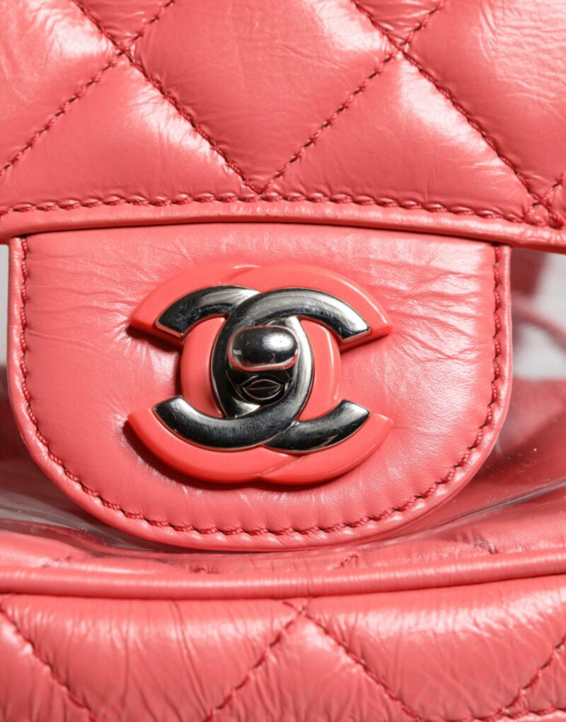 Chanel Pink Vinyl Leather Backpack Purse Bag - Image 8