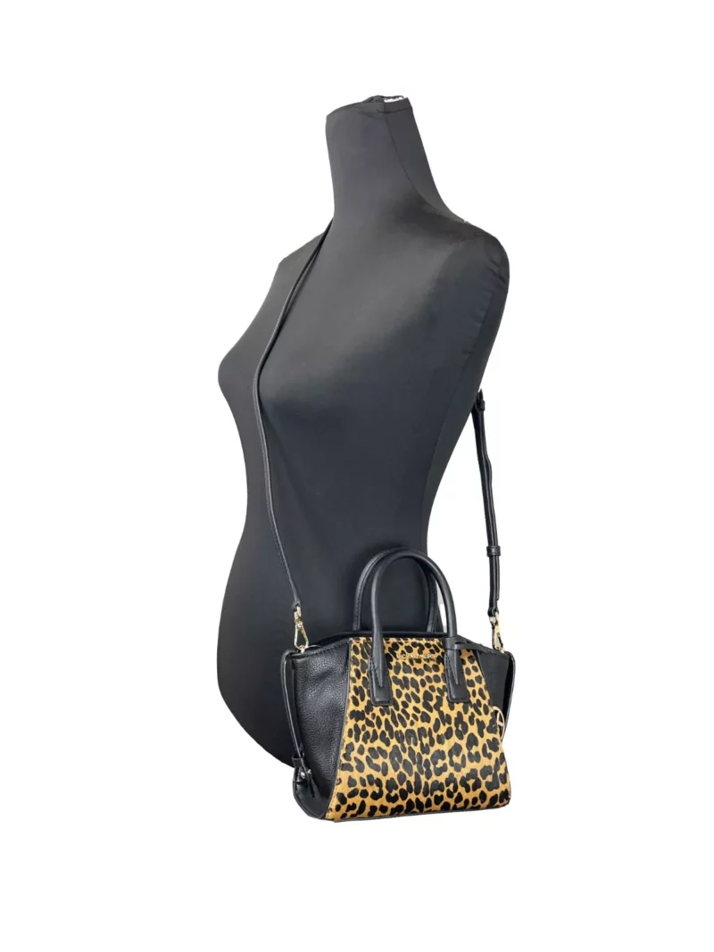 Michael Kors Avril XS Black Cheetah Satchel Crossbody Bag Purse - Image 2