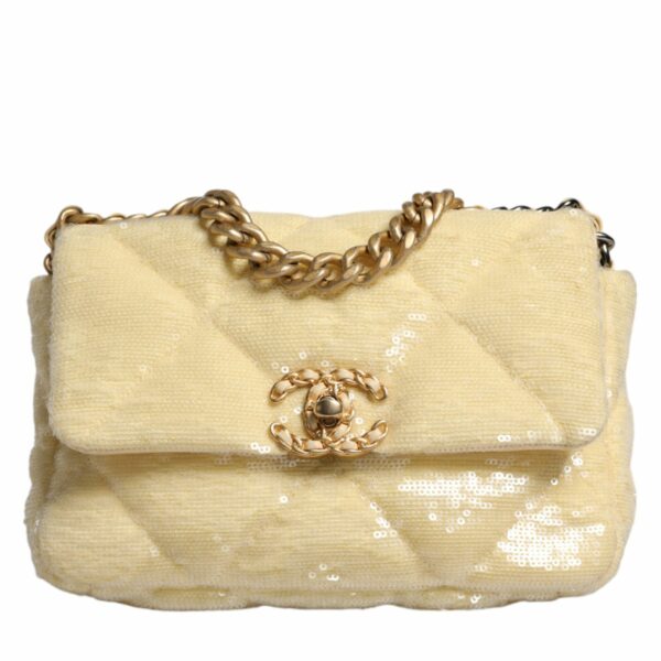 Chanel Yellow Sequined Medium Quilted Series Bag