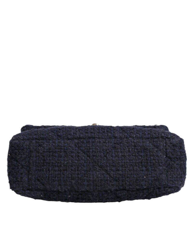 Chanel Dark Blue Medium Flap Tweed CC Gold Gray Chain Shoulder Bag - Image 5
