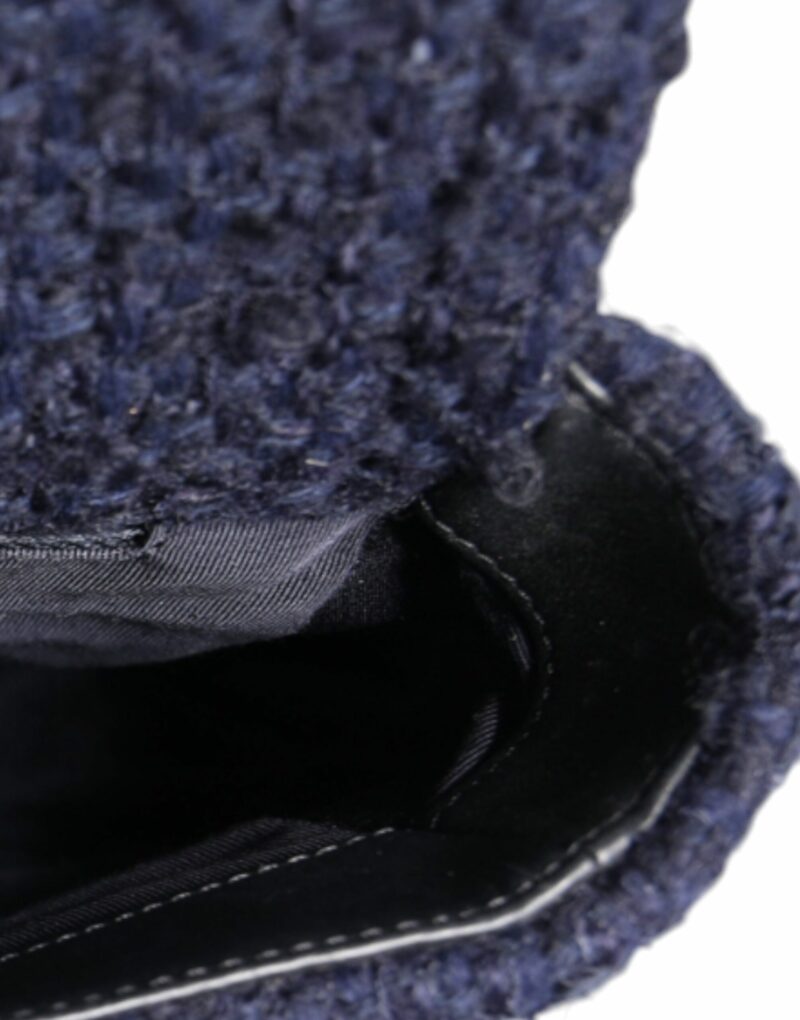 Chanel Dark Blue Medium Flap Tweed CC Gold Gray Chain Shoulder Bag - Image 6