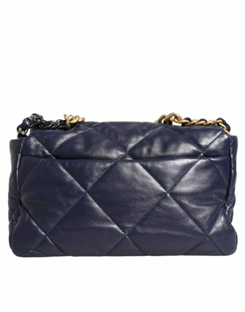 Chanel Blue Leather Large Quilted Chain Hand Shoulder Bag - Image 4