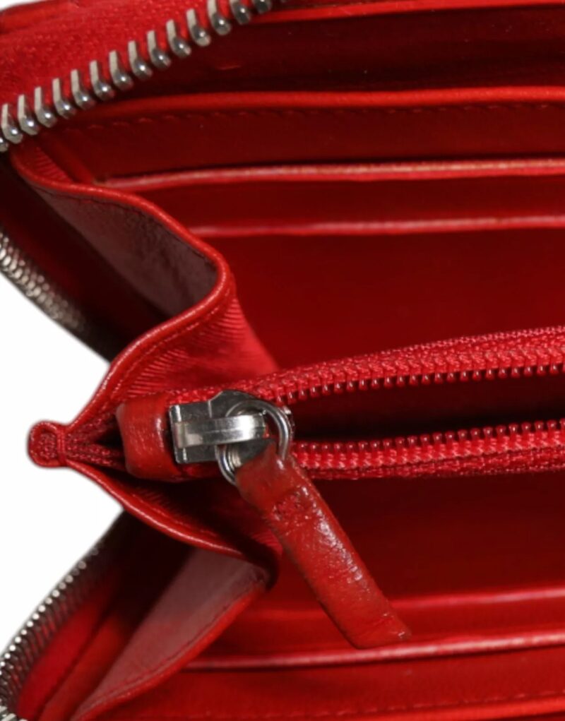 Chanel Red Quilted Leather Logo Continental Zip Box - Image 8