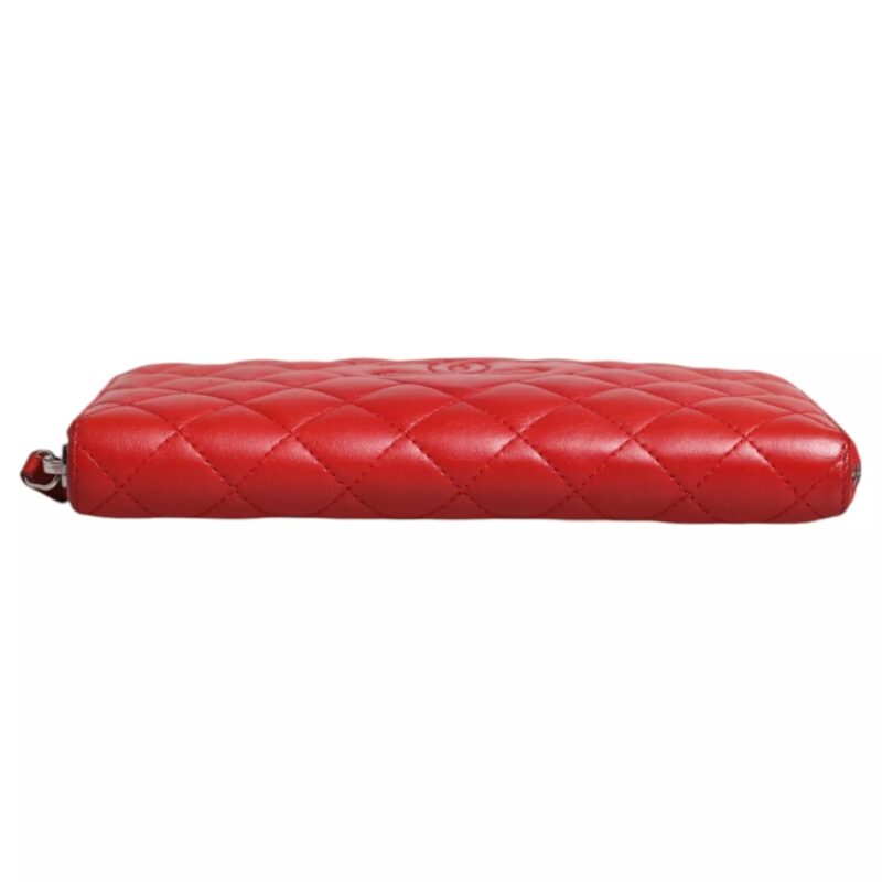 Chanel Red Quilted Leather Logo Continental Zip Box - Image 5