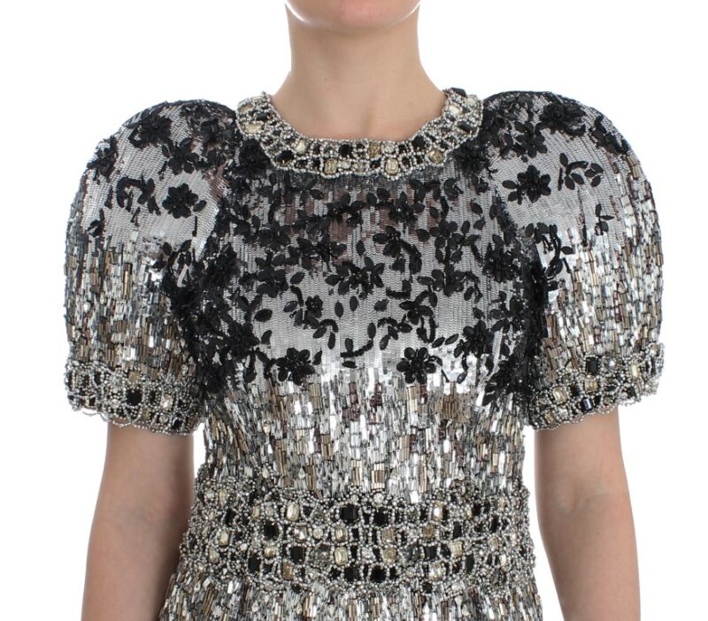 Dolce & Gabbana Silver Crystal Embellished Shift Dress Masterpiece - Image 5
