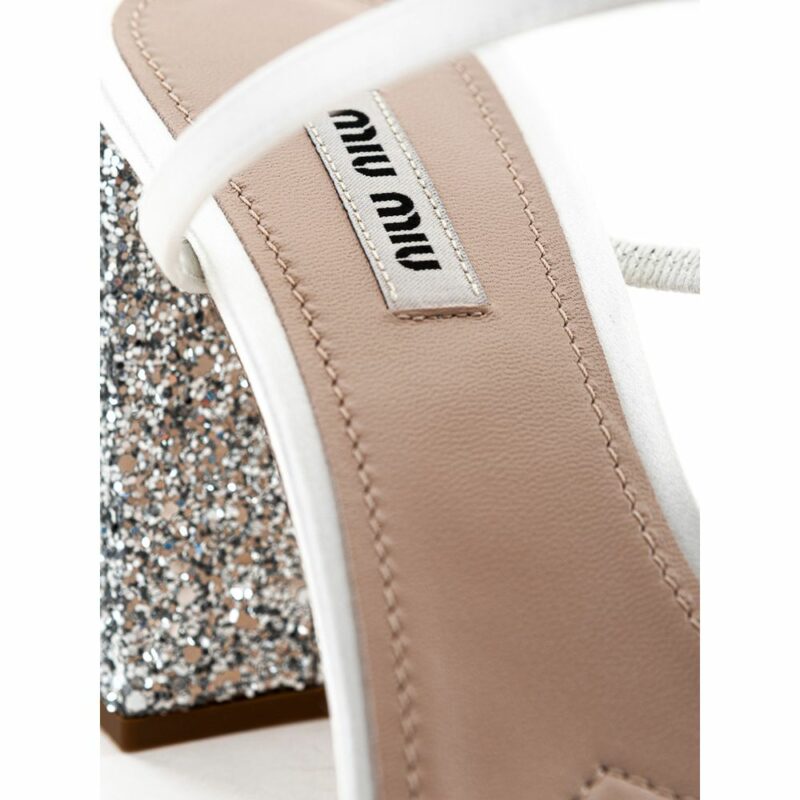 Miu Miu White Silk Sandal - Image 4