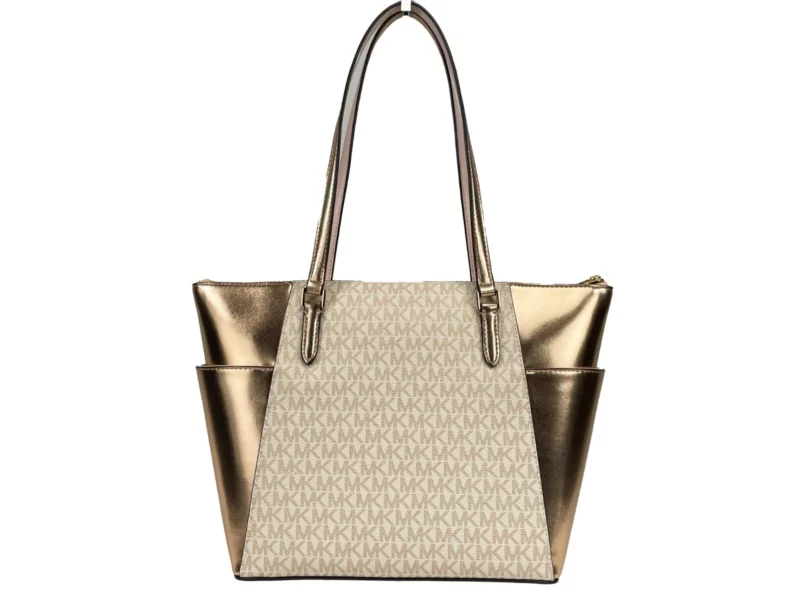 Michael Kors Charlotte Large Leather Top Zip Tote Bag Purse Rose Gold - Image 4