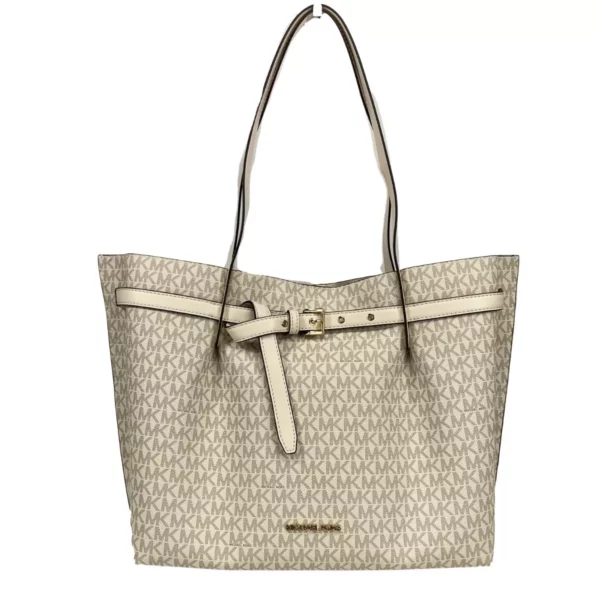 Michael Kors Emilia Large Signature PVC Tote Bag Purse Light Cream