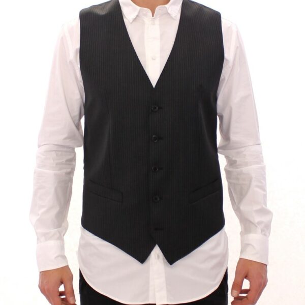 Dolce & Gabbana Elegant Gray Striped Dress Vest