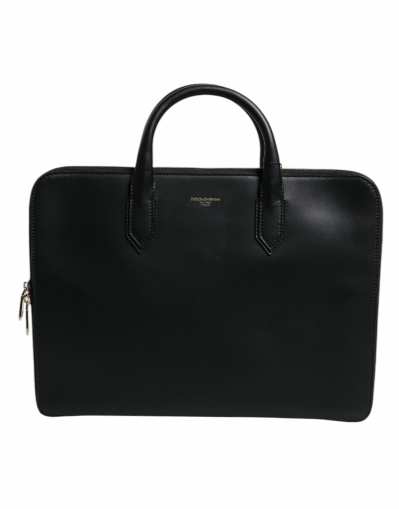 Dolce & Gabbana Black Calfskin Heat Pressed Logo Monreale Briefcase Bag - Image 2