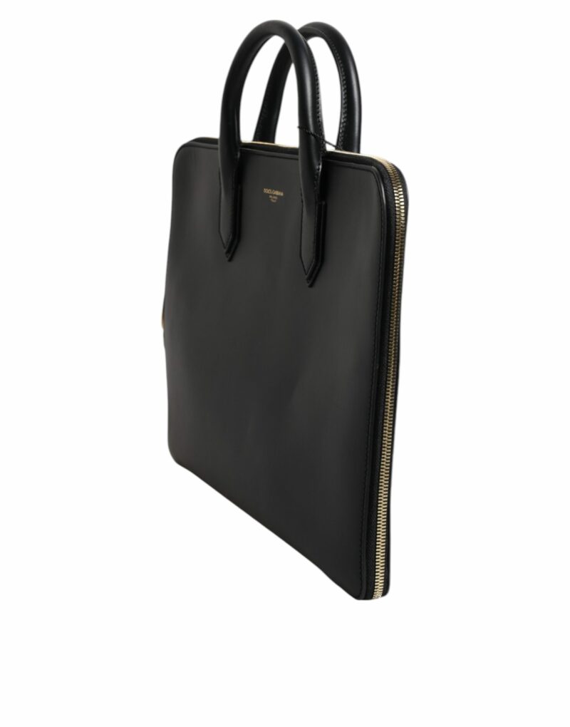 Dolce & Gabbana Black Calfskin Heat Pressed Logo Monreale Briefcase Bag - Image 3
