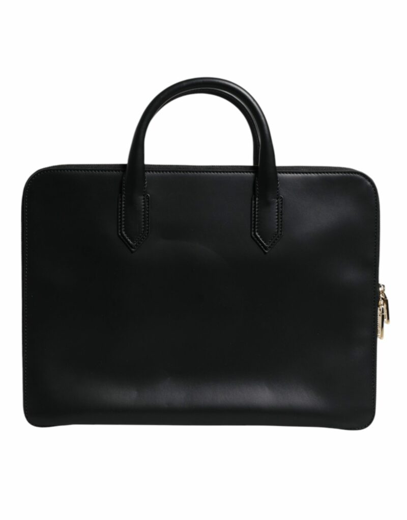 Dolce & Gabbana Black Calfskin Heat Pressed Logo Monreale Briefcase Bag - Image 4
