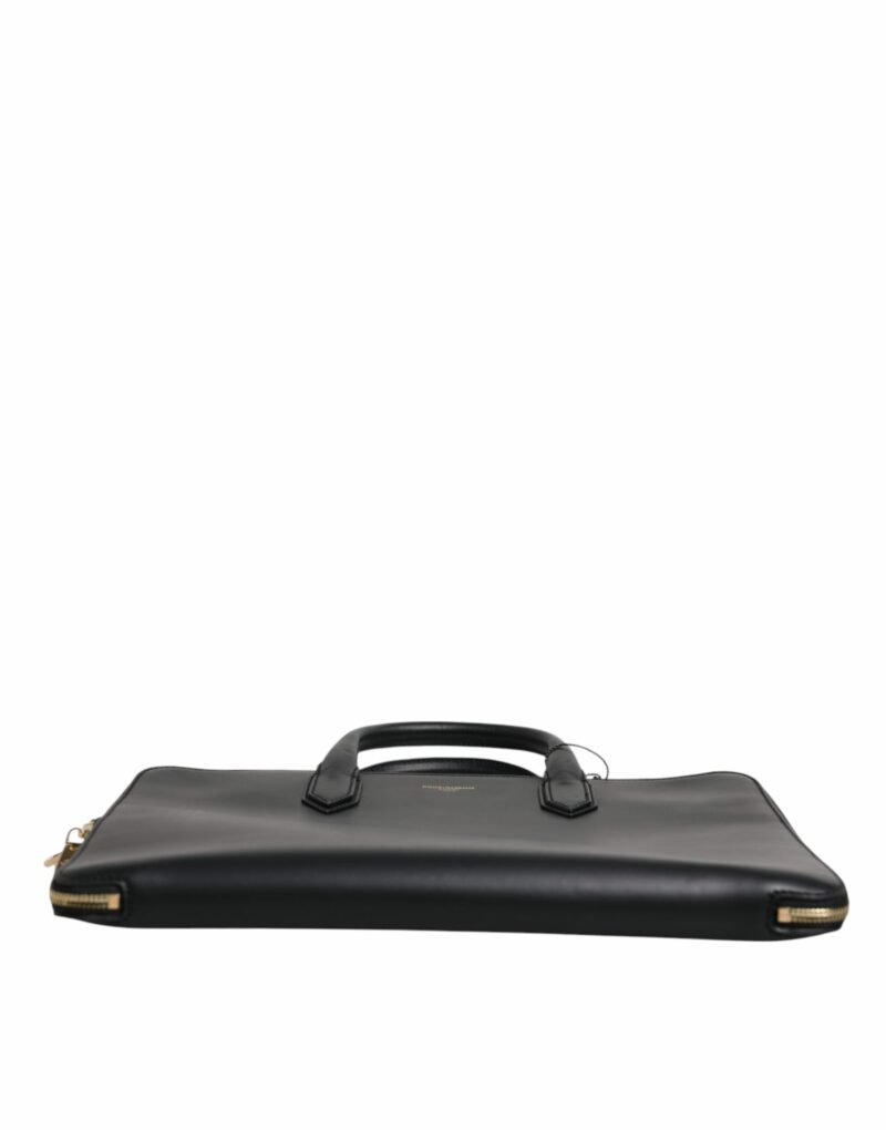 Dolce & Gabbana Black Calfskin Heat Pressed Logo Monreale Briefcase Bag - Image 5