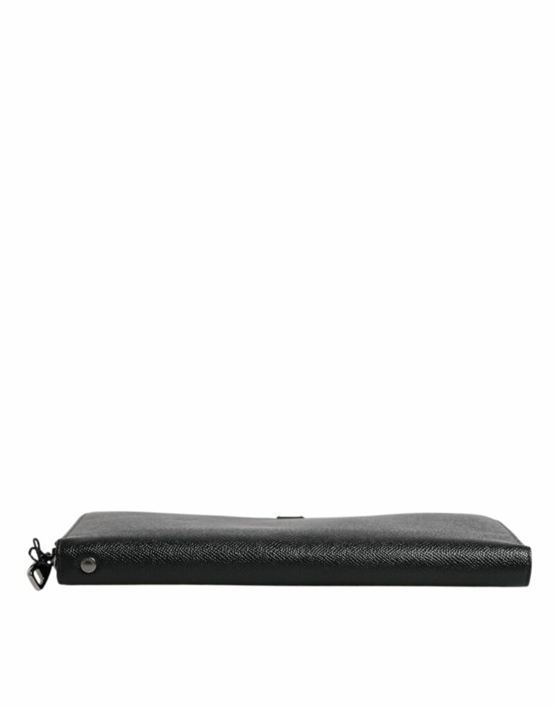 Dolce & Gabbana Black Calfskin Leather Logo Zip Around Continental Wallet - Image 5