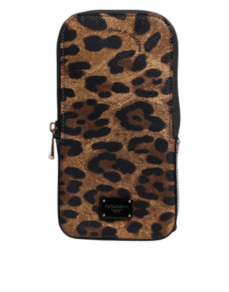 Dolce & Gabbana Brown Leopard Print Dauphine Leather Zip Around Wallet - Image 2