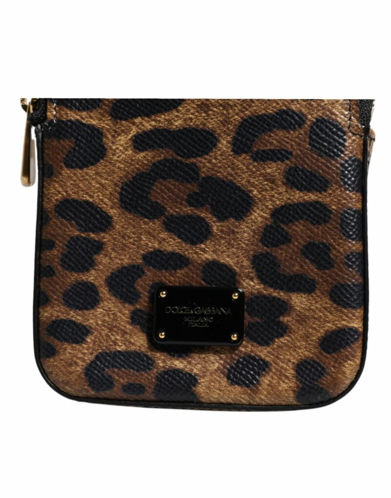 Dolce & Gabbana Brown Leopard Print Dauphine Leather Zip Around Wallet - Image 3