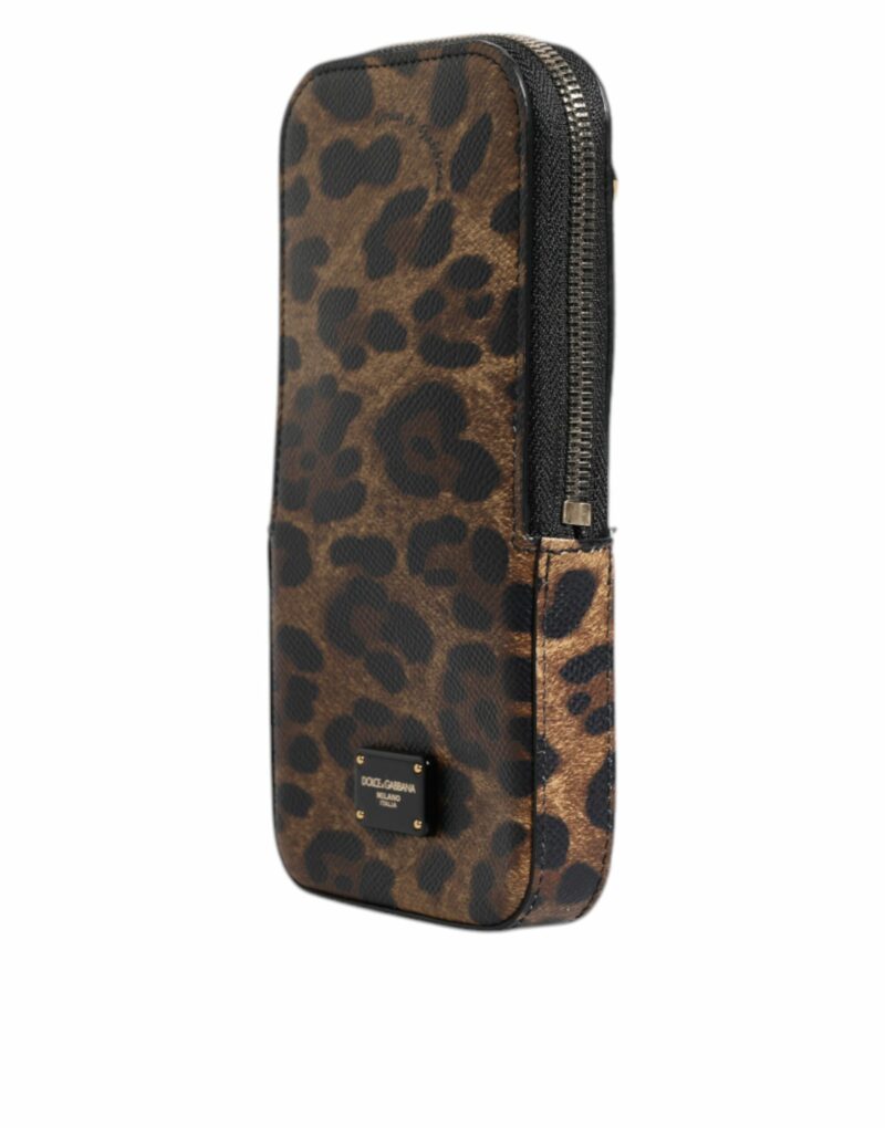Dolce & Gabbana Brown Leopard Print Dauphine Leather Zip Around Wallet - Image 4