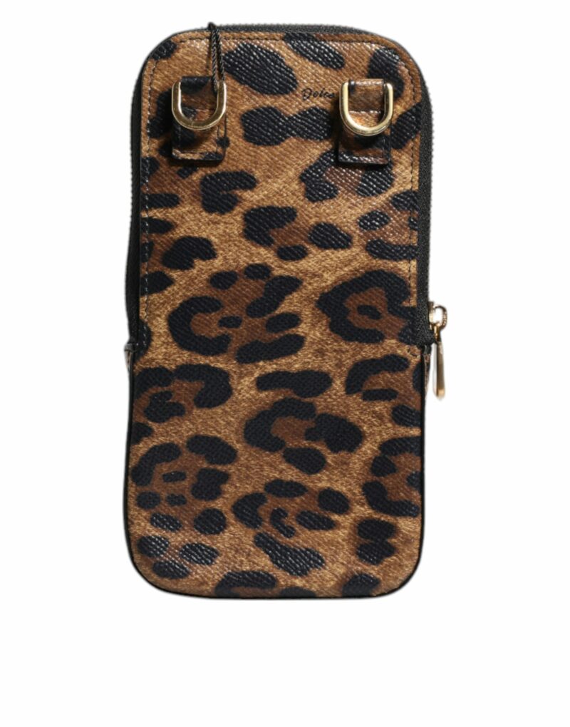 Dolce & Gabbana Brown Leopard Print Dauphine Leather Zip Around Wallet - Image 5
