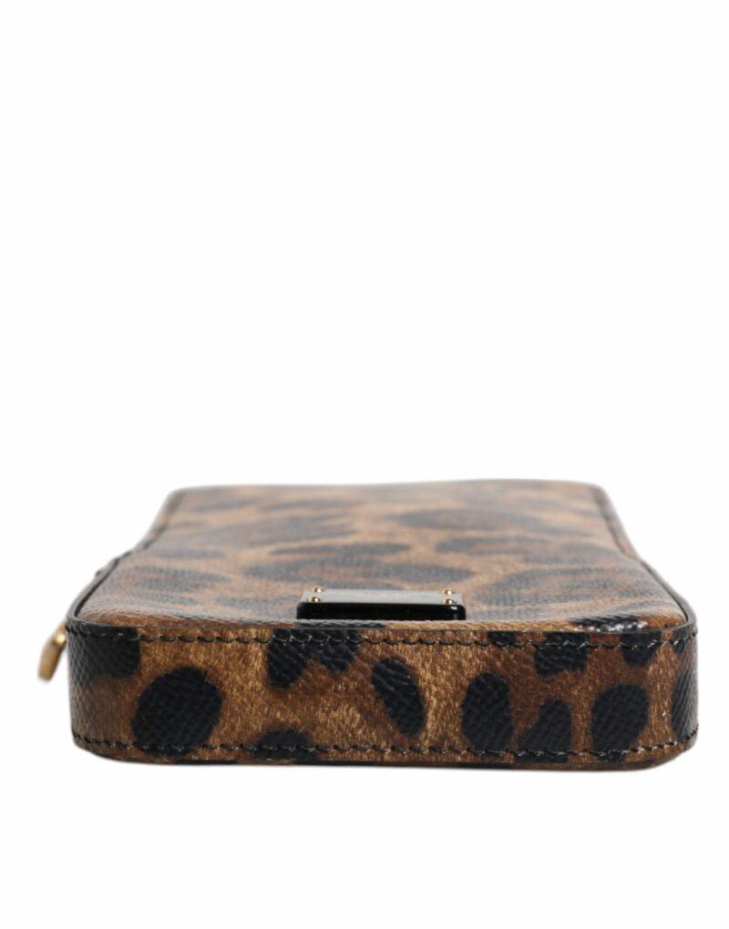 Dolce & Gabbana Brown Leopard Print Dauphine Leather Zip Around Wallet - Image 6