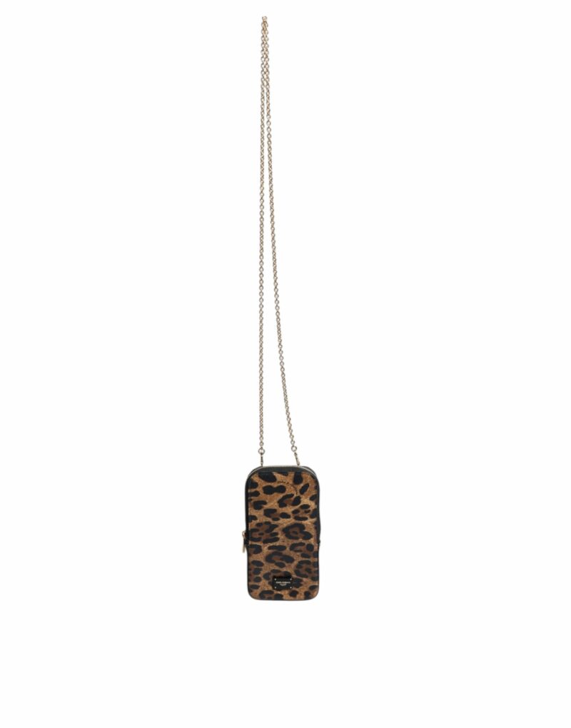 Dolce & Gabbana Brown Leopard Print Dauphine Leather Zip Around Wallet - Image 7