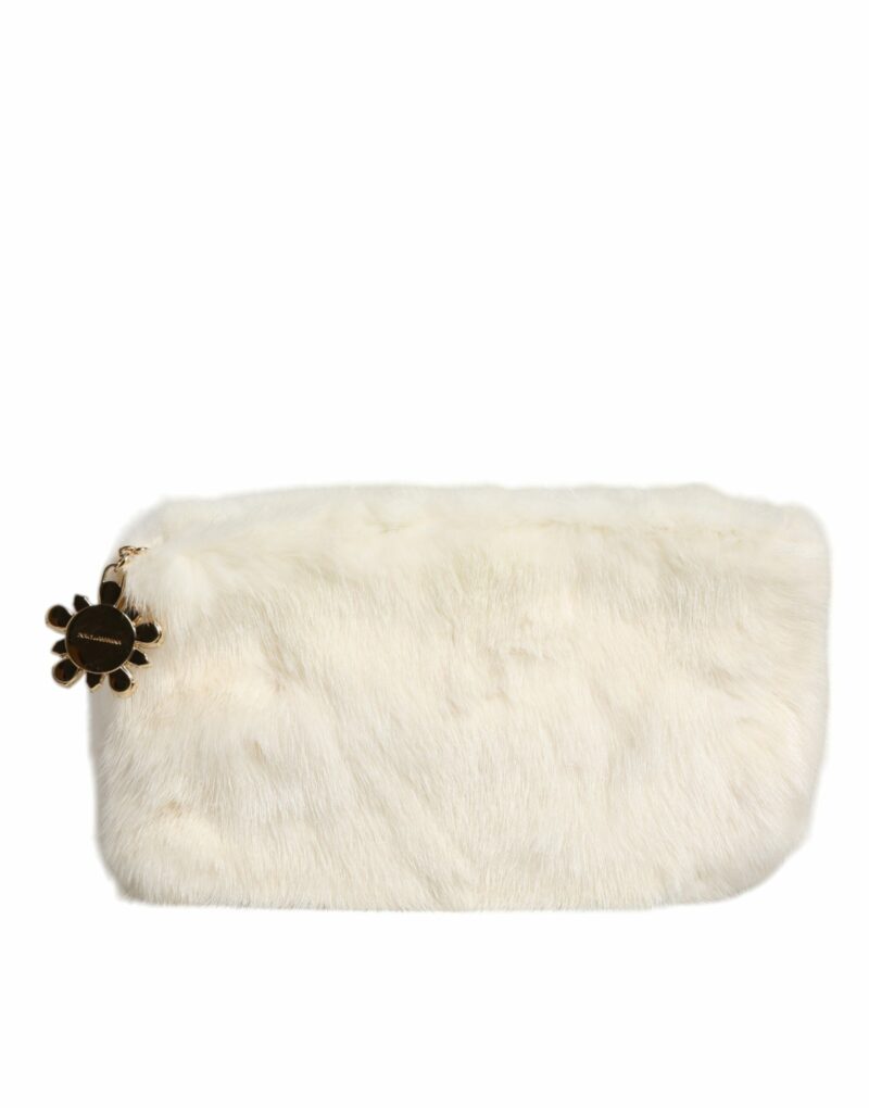 Dolce & Gabbana White Fur Handbag Clutch Purse Pouch Bag - Image 2