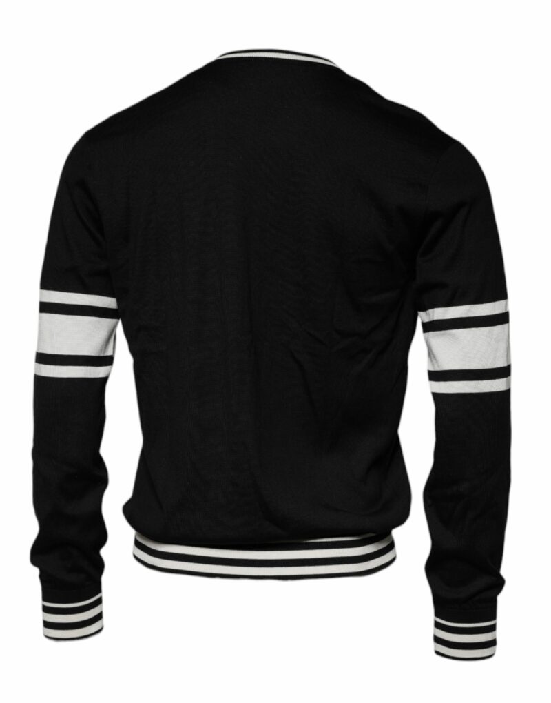 Dolce & Gabbana Black White Guitar Silk Crew Neck Sweater - Image 2