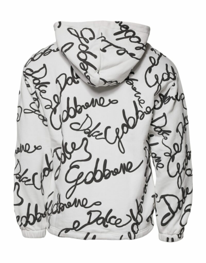 Dolce & Gabbana White Logo Cotton Hooded Sweatshirt Sweater - Image 5