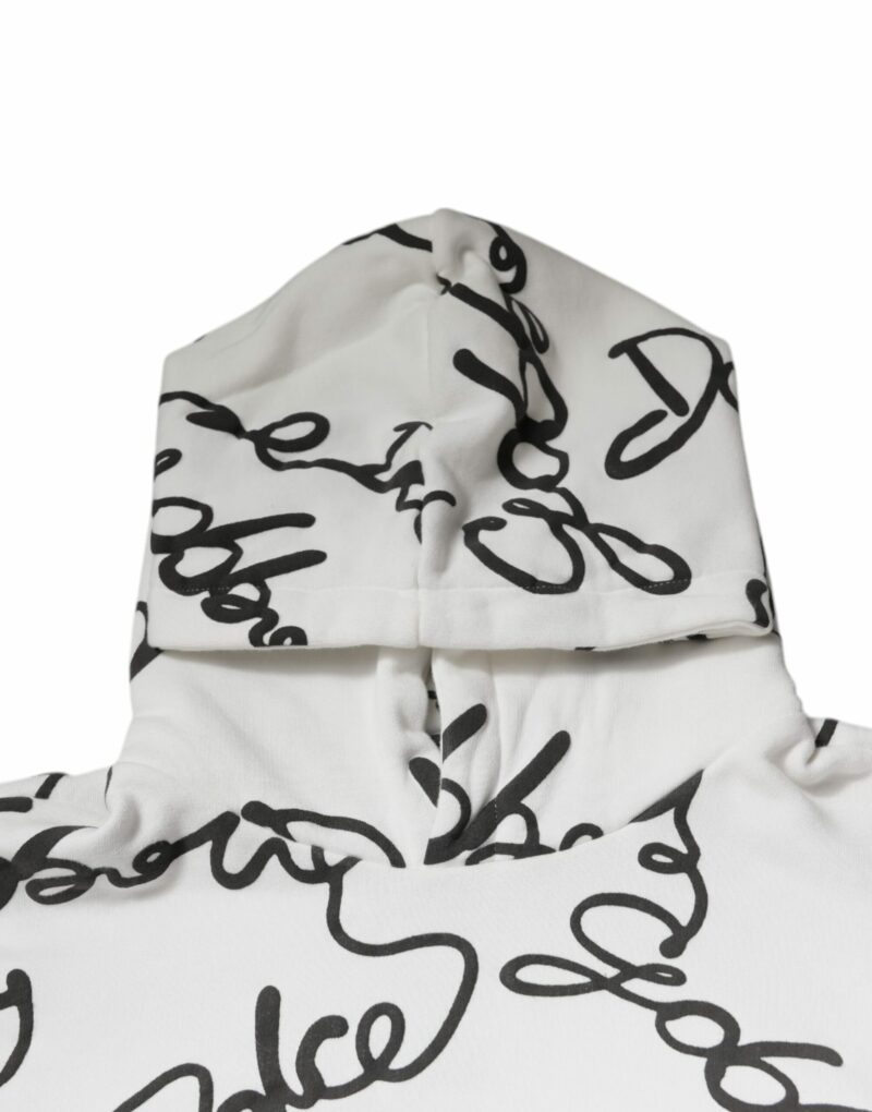 Dolce & Gabbana White Logo Cotton Hooded Sweatshirt Sweater - Image 6