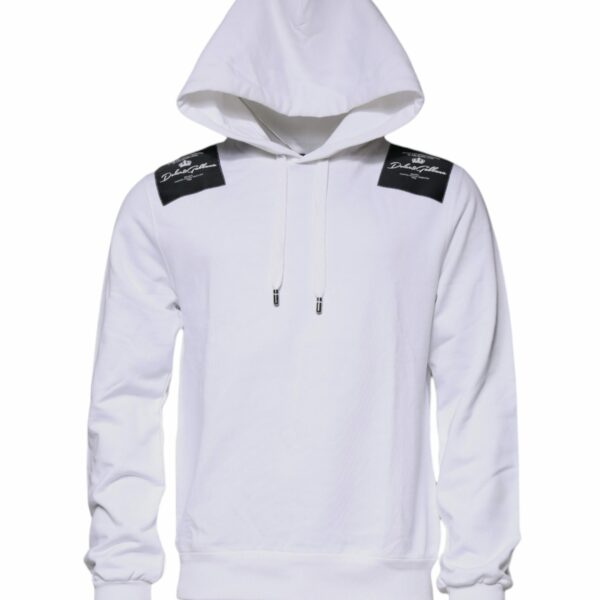 Dolce & Gabbana White Logo Cotton Hooded Sweatshirt Sweater