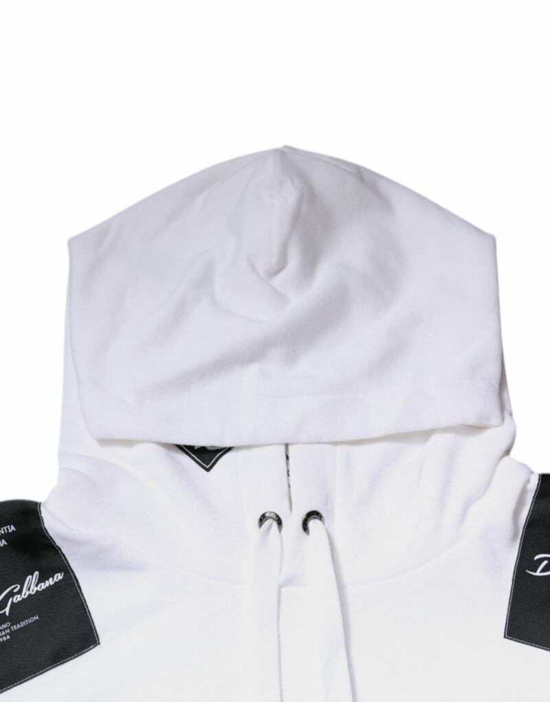 Dolce & Gabbana White Logo Cotton Hooded Sweatshirt Sweater - Image 6