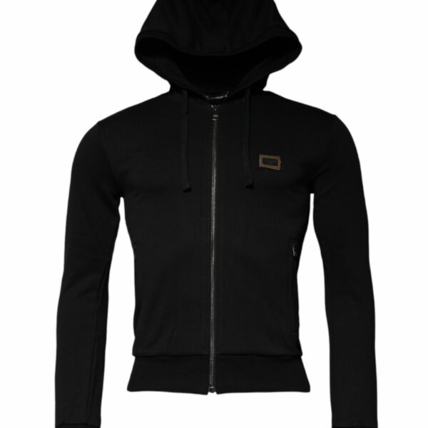 Dolce & Gabbana Black Logo Full Zip Hooded Sweatshirt Sweater