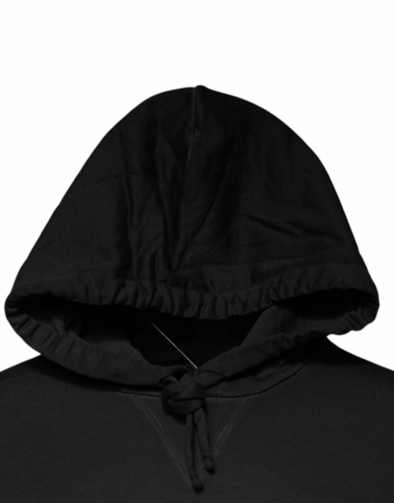 Dolce & Gabbana Black Cotton Hooded DG Shield Pullover Sweater - Image 3