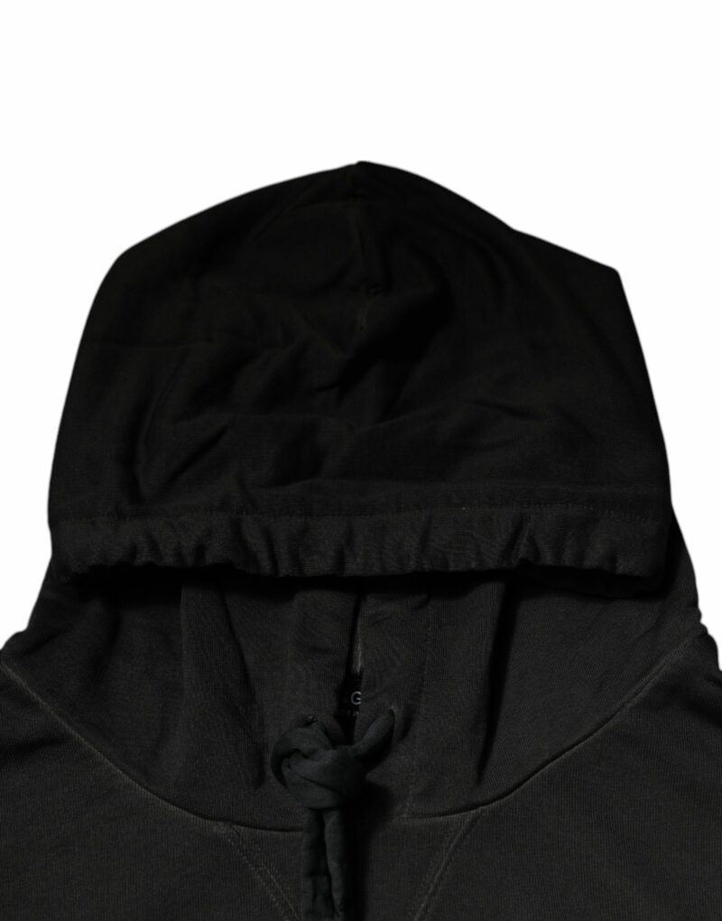 Dolce & Gabbana Black Cotton Hooded DG Shield Pullover Sweater - Image 6