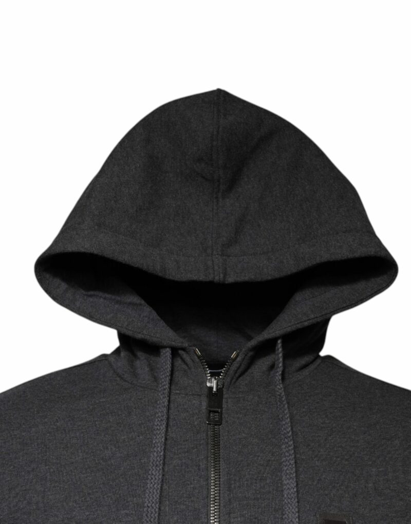 Dolce & Gabbana Gray Logo Full Zip Hooded Sweatshirt Sweater - Image 3