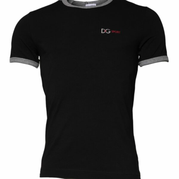 Dolce & Gabbana Black Cotton DG Sport Crew Neck T-shirt