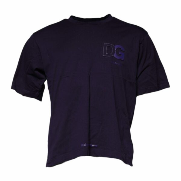 Dolce & Gabbana Purple DG Logo Cotton Crew Neck T-shirt